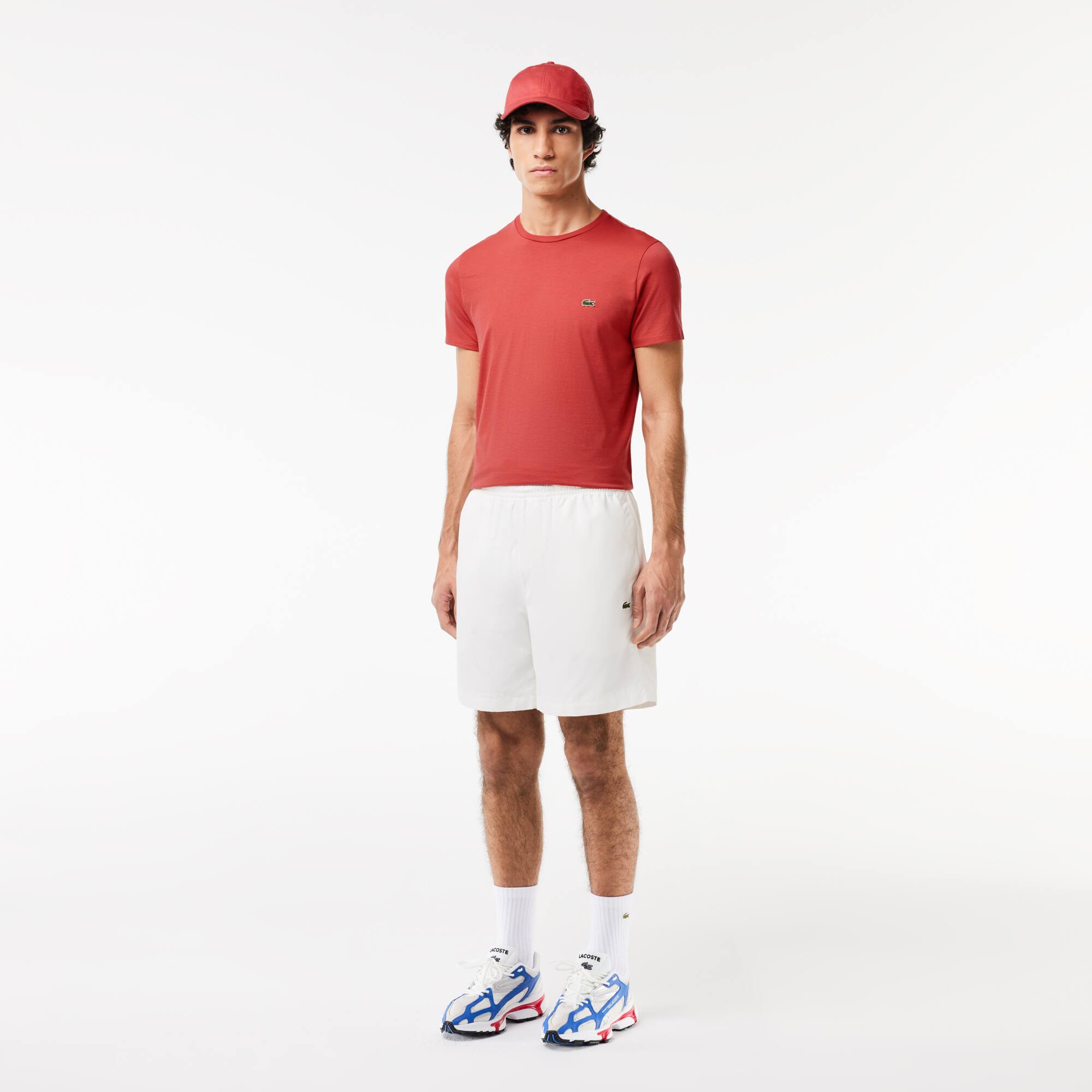 T-shirt col rond en jersey de coton Pima uni T-Shirts - Rose - Lacoste - Homme