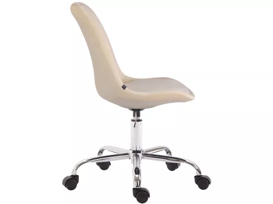 Chaise de bureau - Velours & Métal chromé - Crème - Toulouse