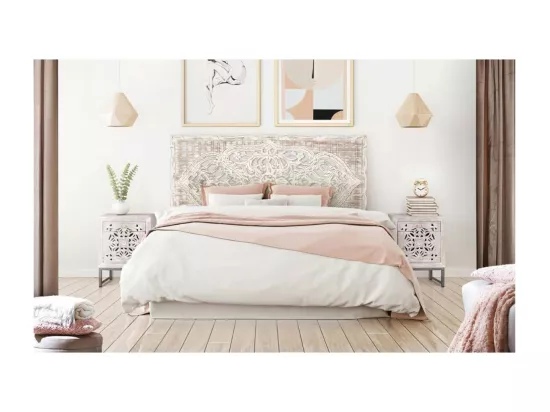 Tête de lit en manguier blanc vieilli BLANCO.Giner y Colomer.81x3x166