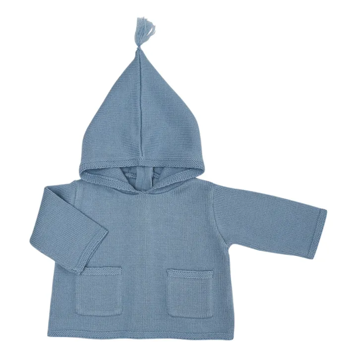 Lililotte Burnou Laine Tricoté Anatole | Bleu