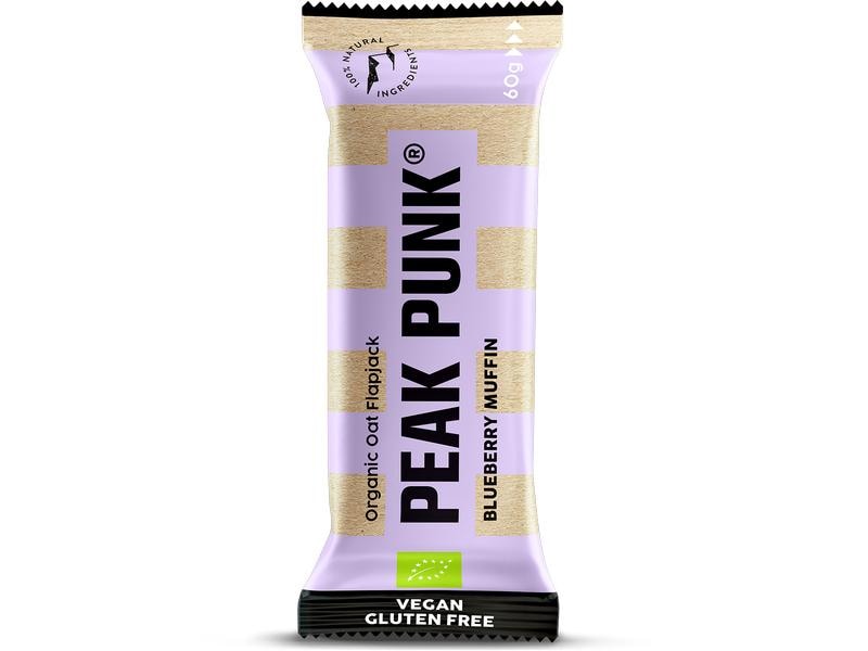 PEAK PUNK Bio Oat Flapjack – Blueberry Muffin 12 x 60 g Biologisch zertifizierter Riegel mit Blaubeergeschmack