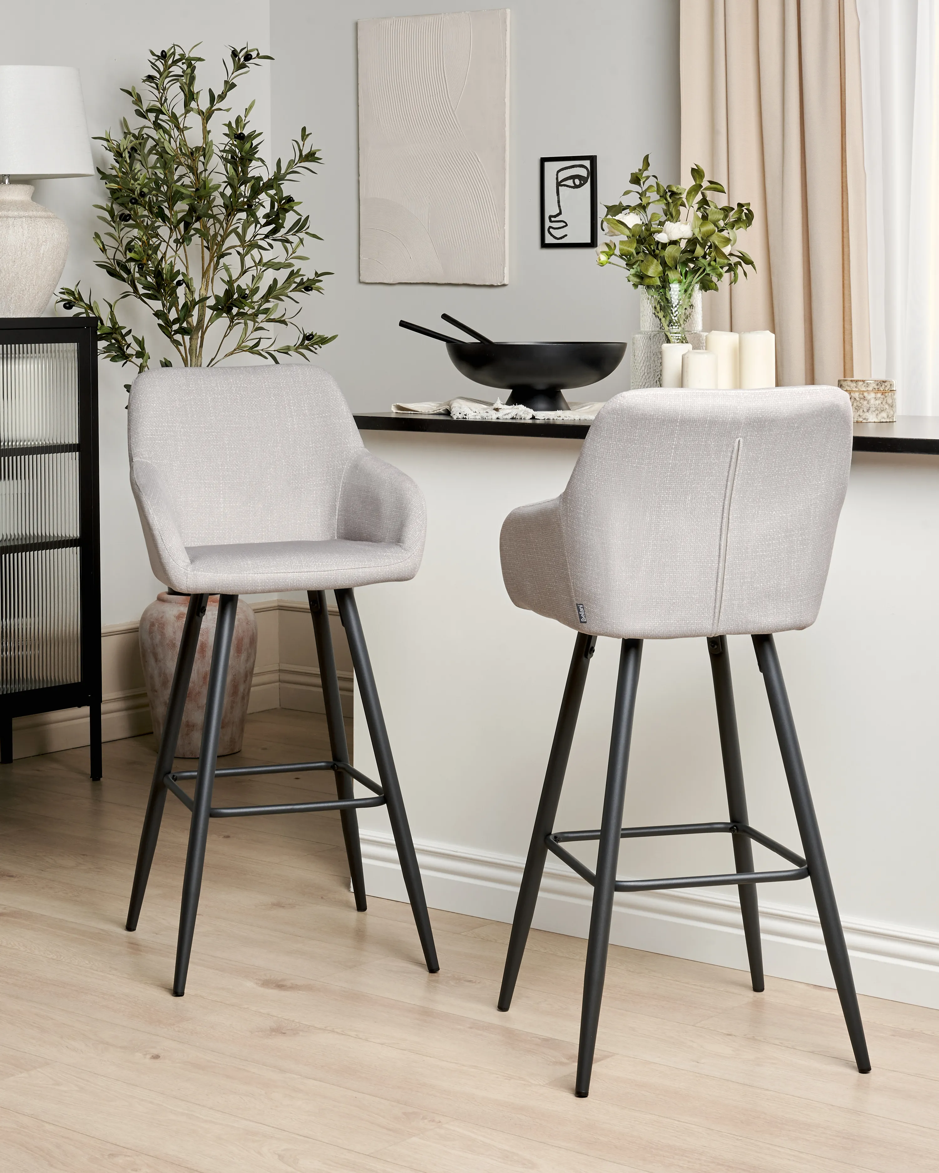 Set van 2 barstoelen CASMALIA Fluweel Taupe