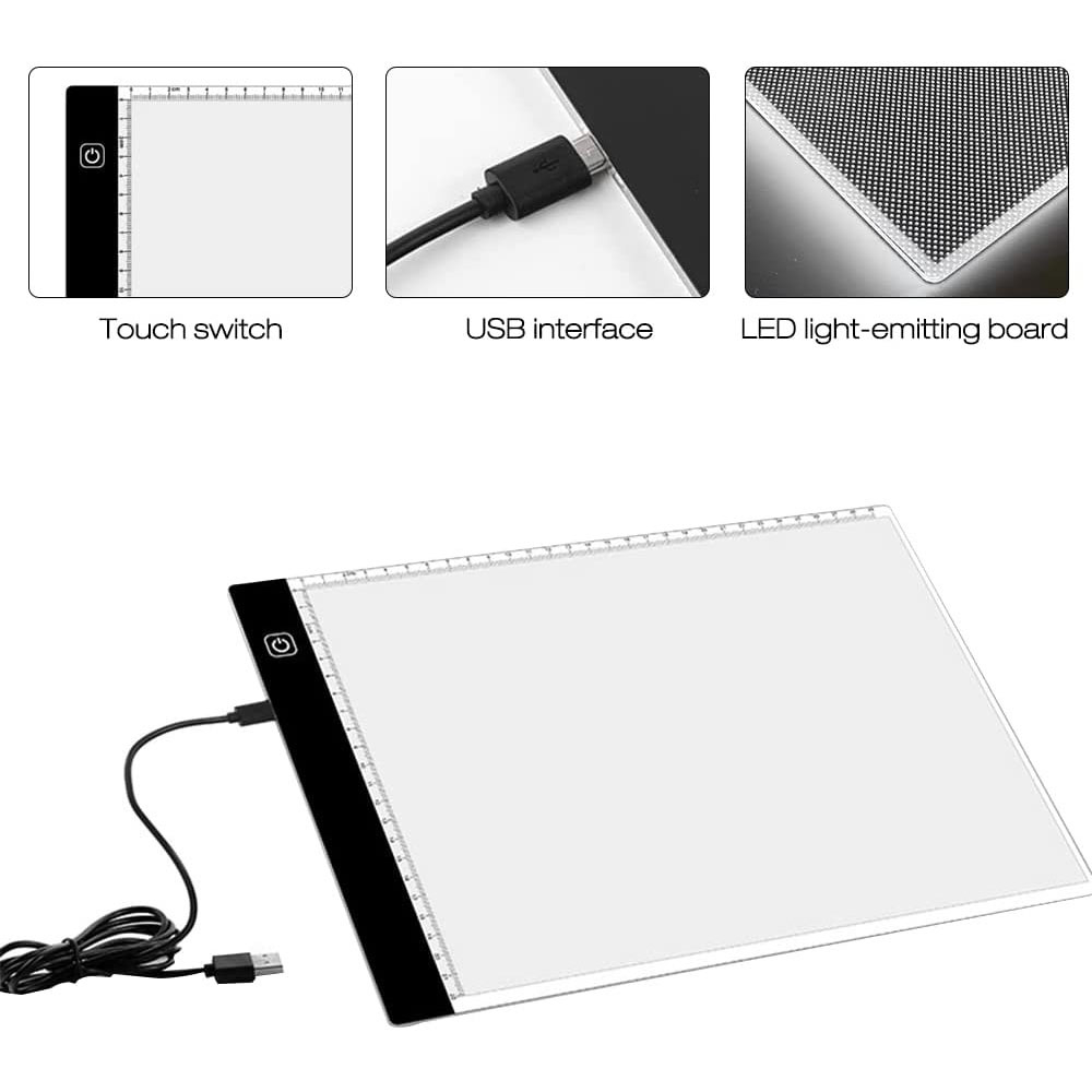Dimmbares LED Zeichenbrett A4 Hochformat Grafiktablet Lichttisch Kopiertisch   Magnete