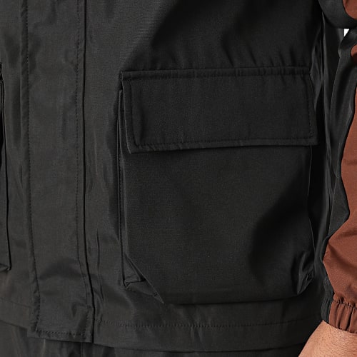 Ensemble Veste Zippée Et Pantalon Cargo Noir Marron