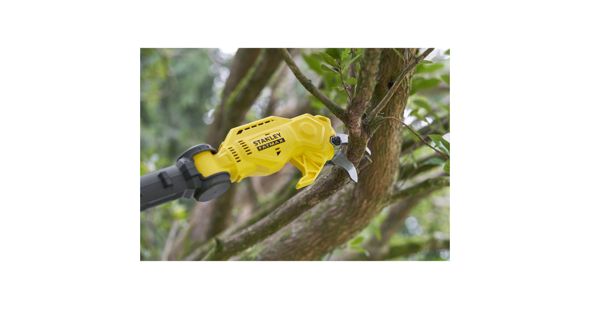 Stanley18V FATMAX V20 accu-takkenschaar - 2Ah accu  (Geel/zwart,  Accu en oplader inbegrepen, telescopische steel)