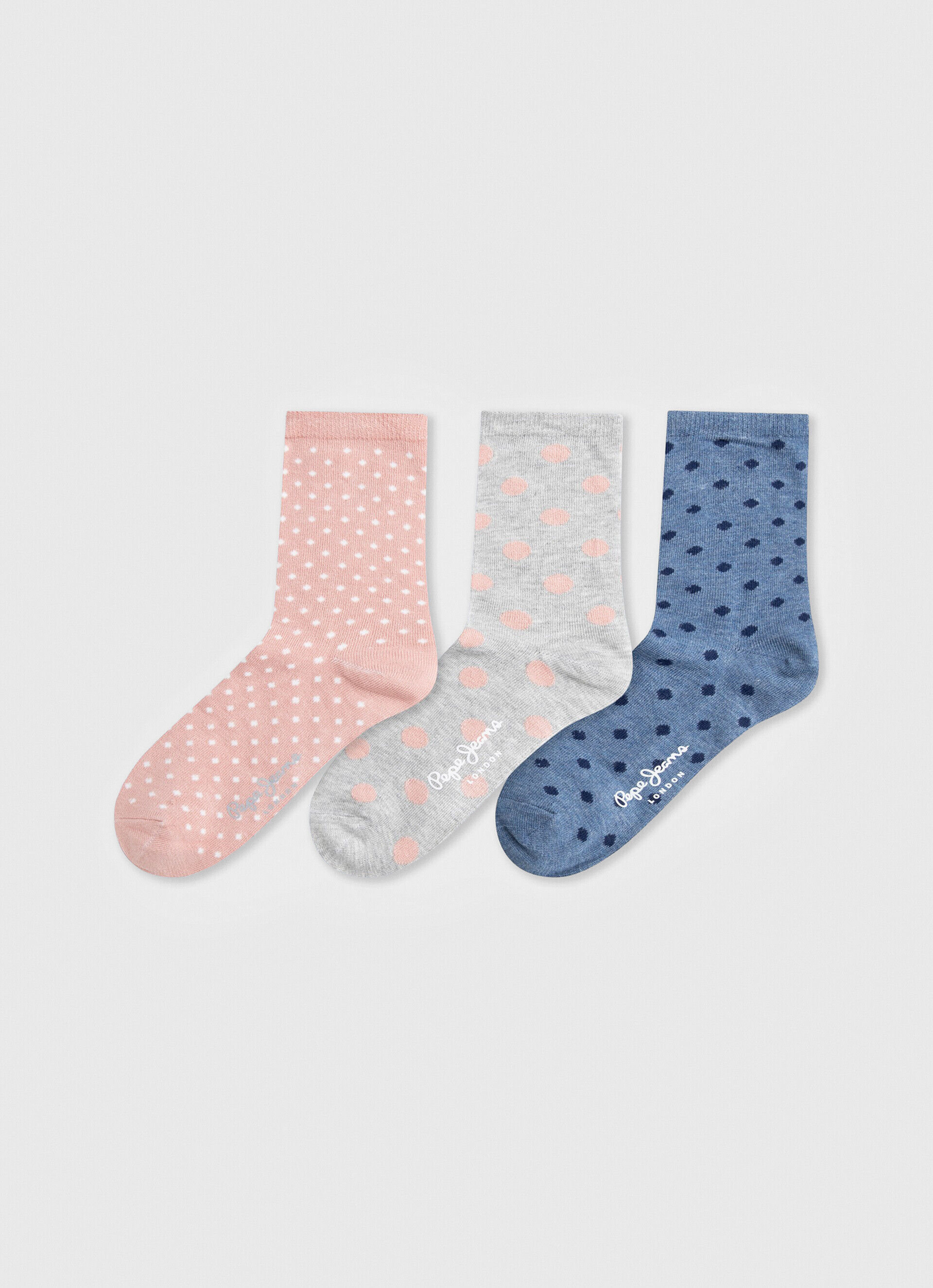 Conjunto de 3 meias estampadas com bolinhas - multi37