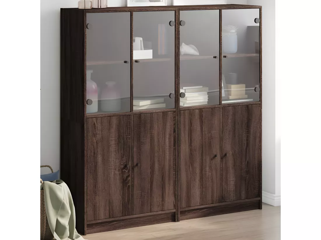 Bibliothèque avec portes chêne marron 136x37x142 cm