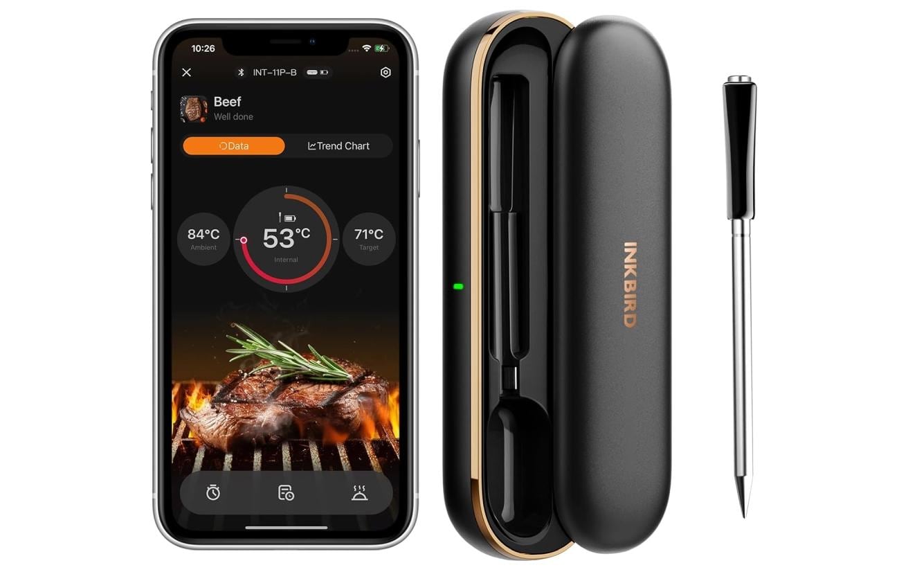 Temperatursonde INT-11-P-BKeine Kabel, keine Unordnung, kein Datenverlust Kabelloses BBQ-Thermometer