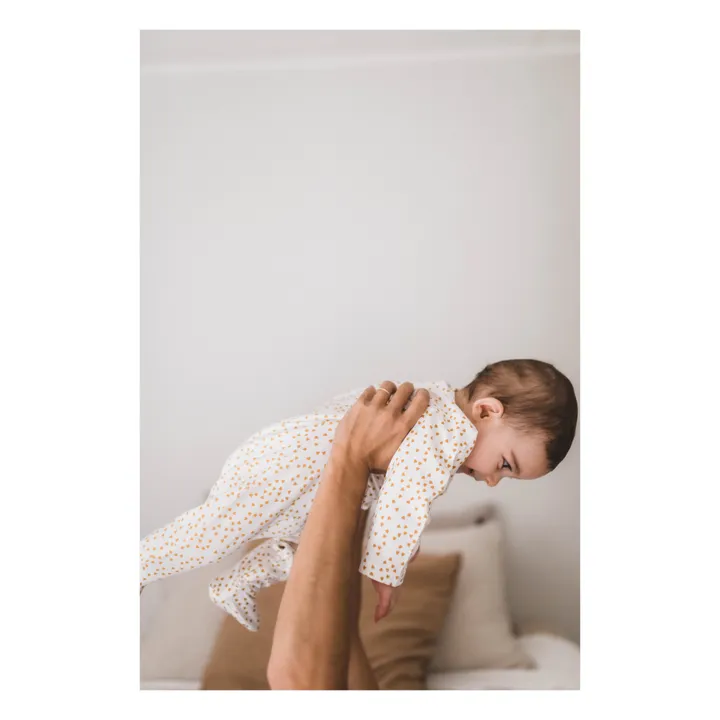 Rose in April Pyjama à pieds en jersey Amalia Mini-cœurs | Jaune moutarde