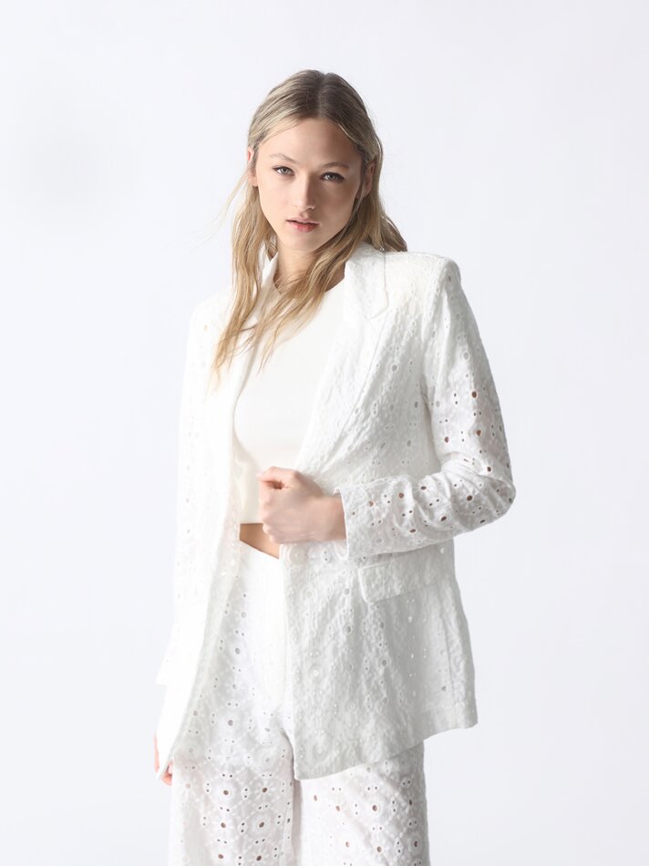 Blazer suíço bordado - Branco