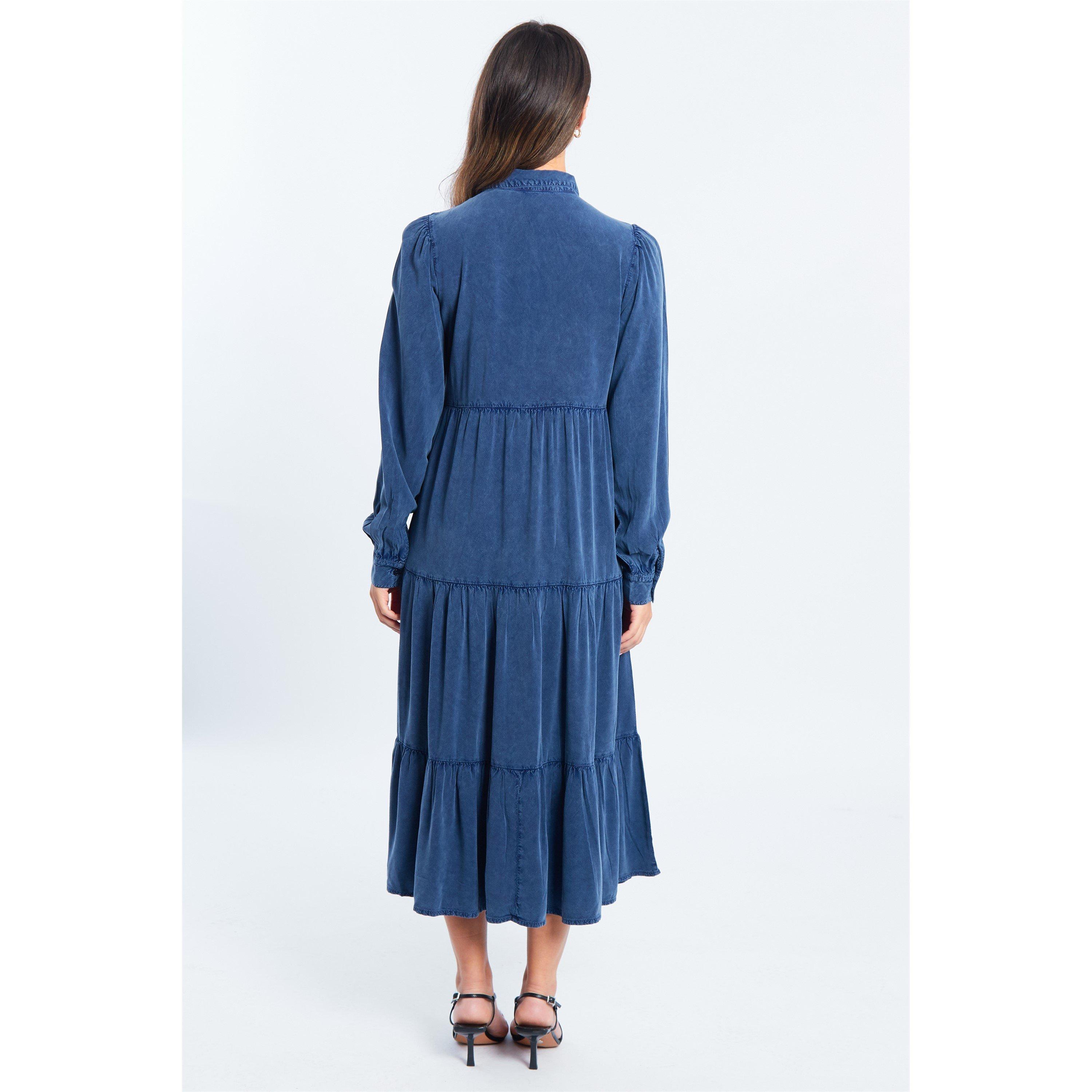 Be You BY Tiered Denim Midi Dress