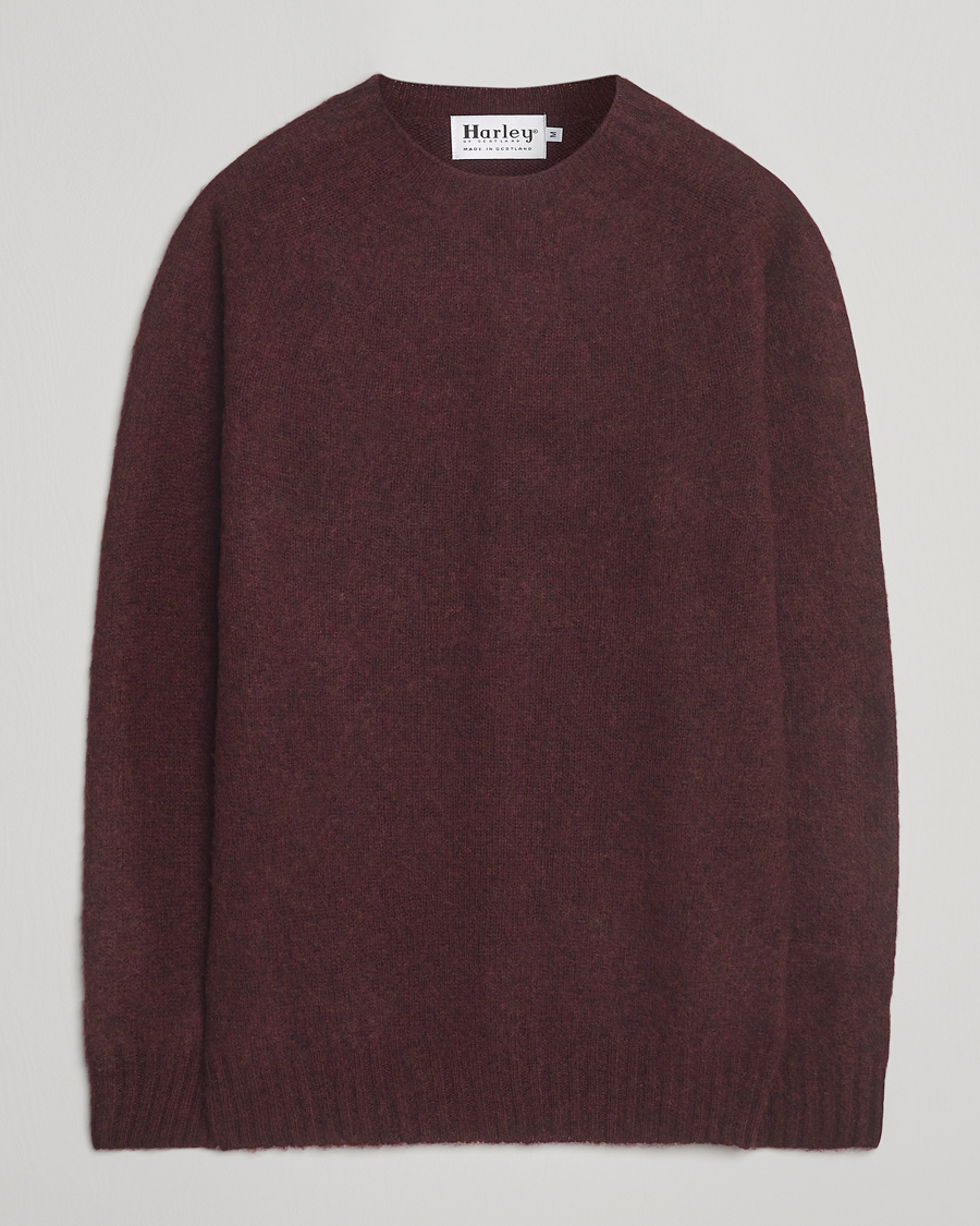 Harley Of Scotland Brushed Supersoft Lambswool Crewneck Beetroot