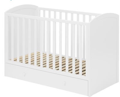 JLY Lux Sprinkelseng 120x60 inkl. Stellebord, Hvit