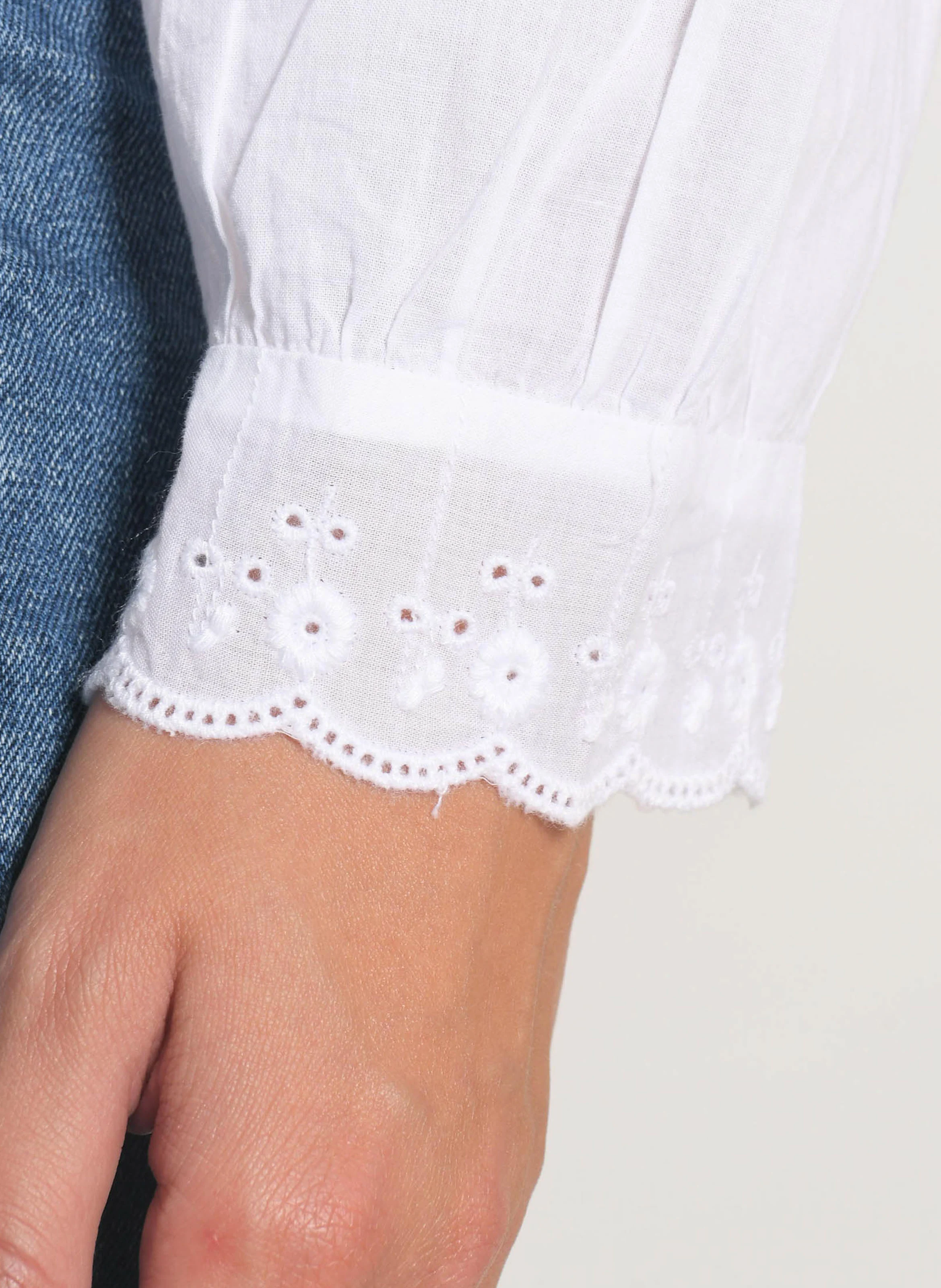 EMMA - Chemise à volants en coton| Blanc