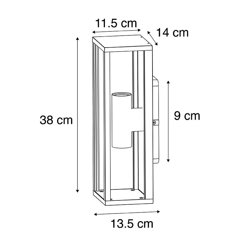 Industriële wandlamp zwart 38 cm 2-lichts IP44 - Charlois