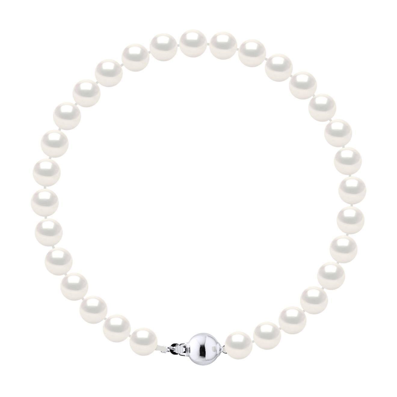 Mitzuko Bracelet Rang Argent Rhodié & Perles d'Eau Douce rondes blanc nacre naturel