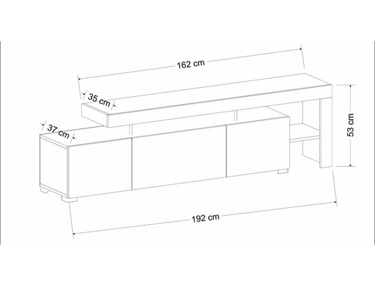 CONCEPT1 - Meuble TV Beliz - Noyer 192 x 53 x 37