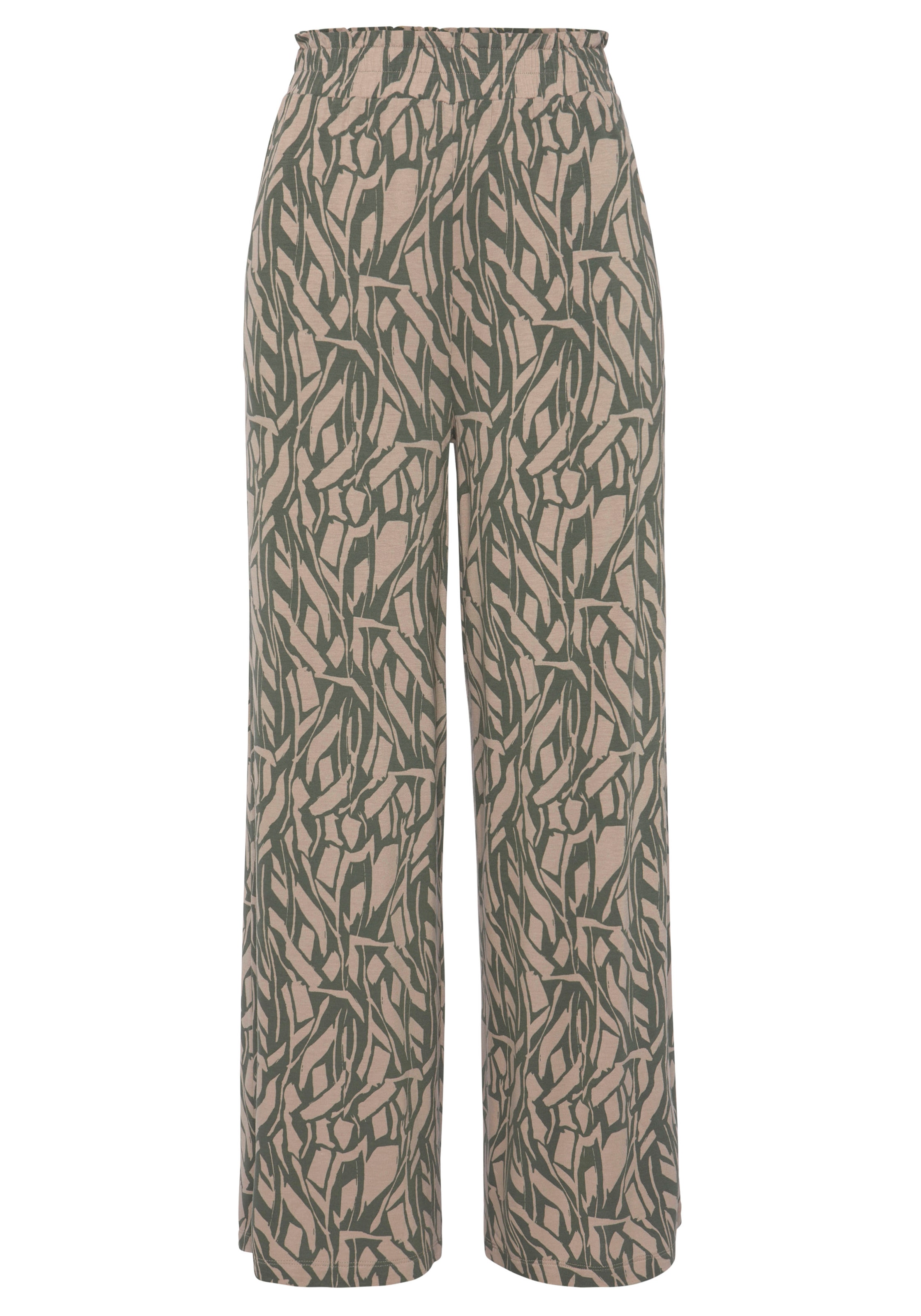 Buffalo Jerseyhose  mit Alloverdruck in Paperbag-Optik, Wide-Leg