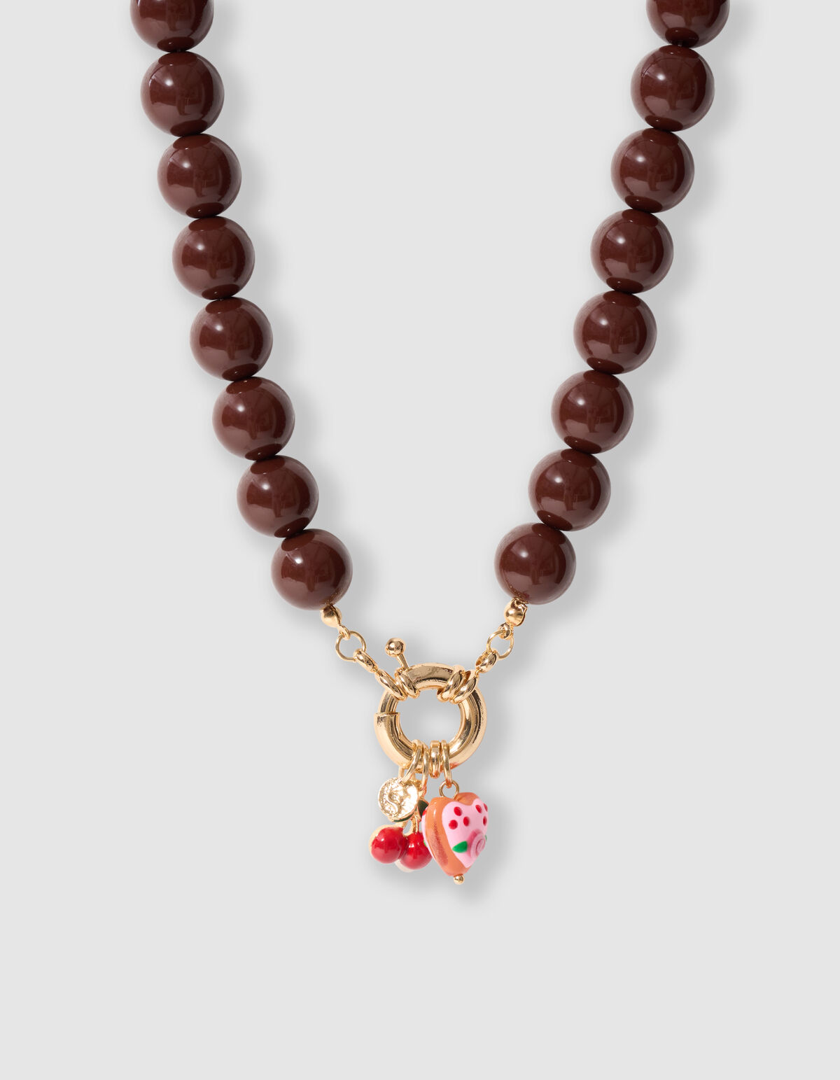 Beaded Charm Ketting Bruin