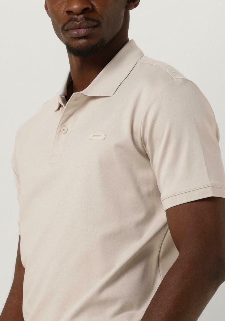CALVIN KLEIN beige calvin klein polo smooth cotton slim polo