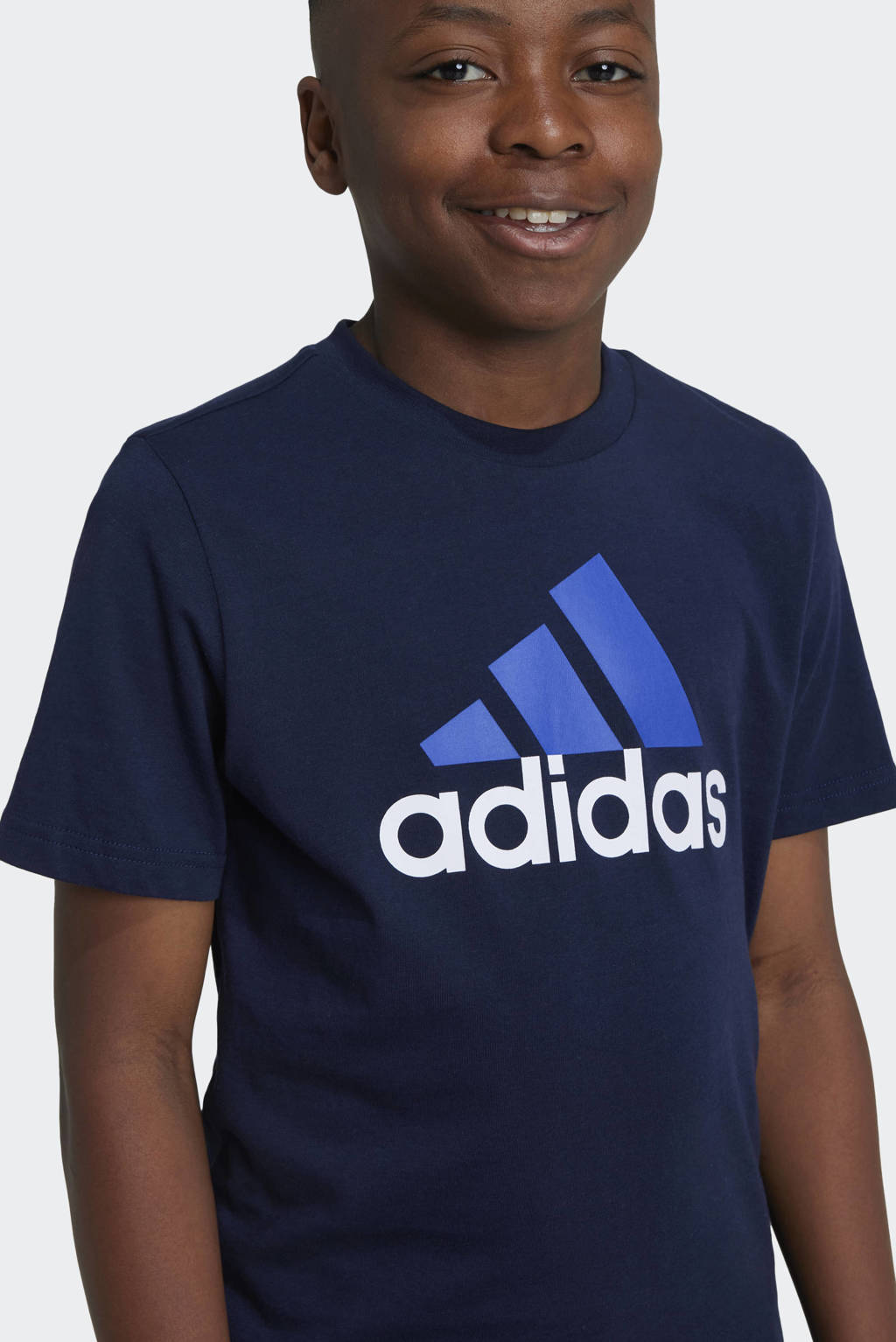 adidas T-shirt met logo donkerblauw/kobaltblauw/wit