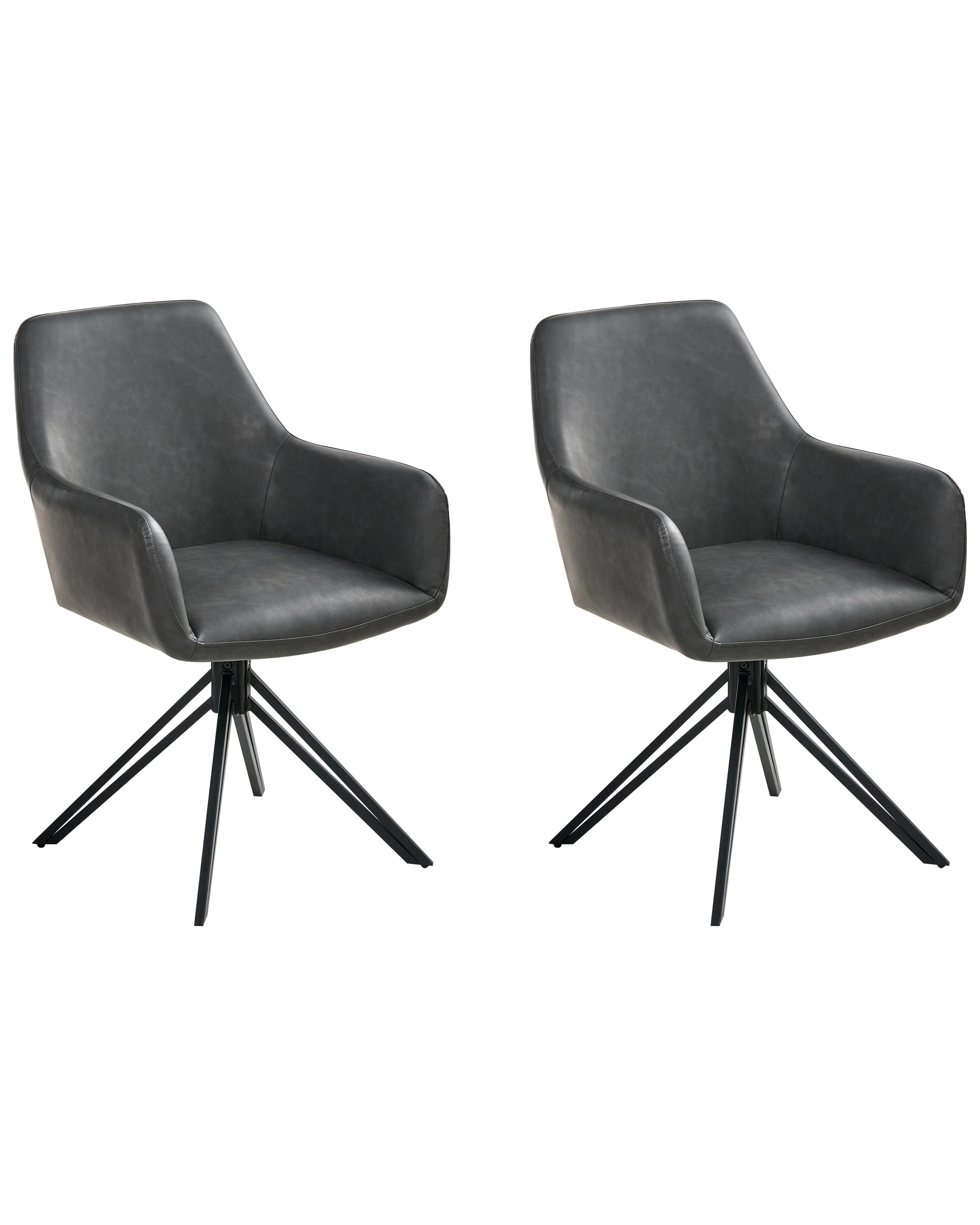 Set van 2 eetkamerstoelen draaibaar SANSARC Kunstleer Zwart