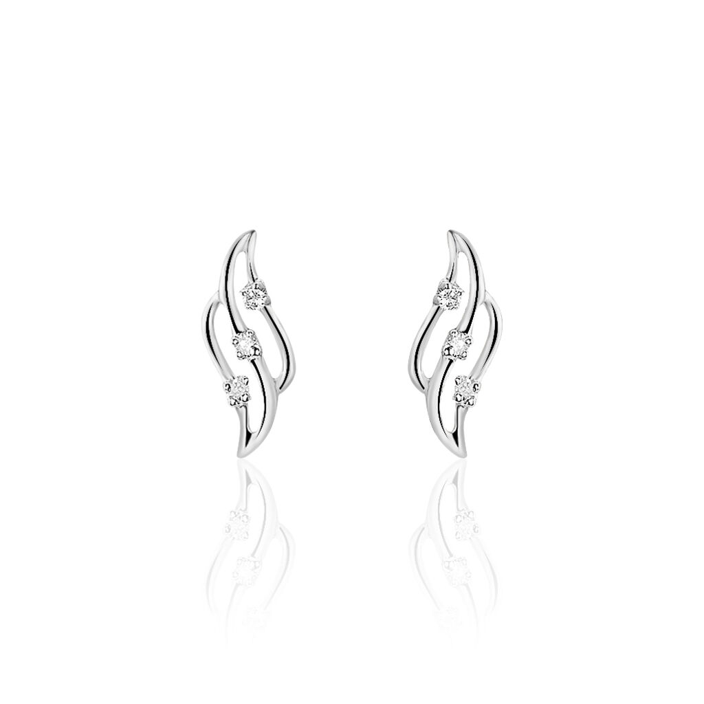 Boucles D'oreilles Puces Marnie Or Blanc Diamant