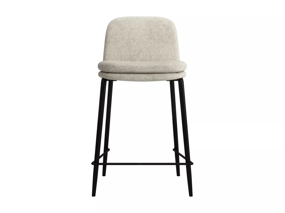 NOLAN-Chaise de bar en tissu Bouclé Lin et métal noir (x2)
