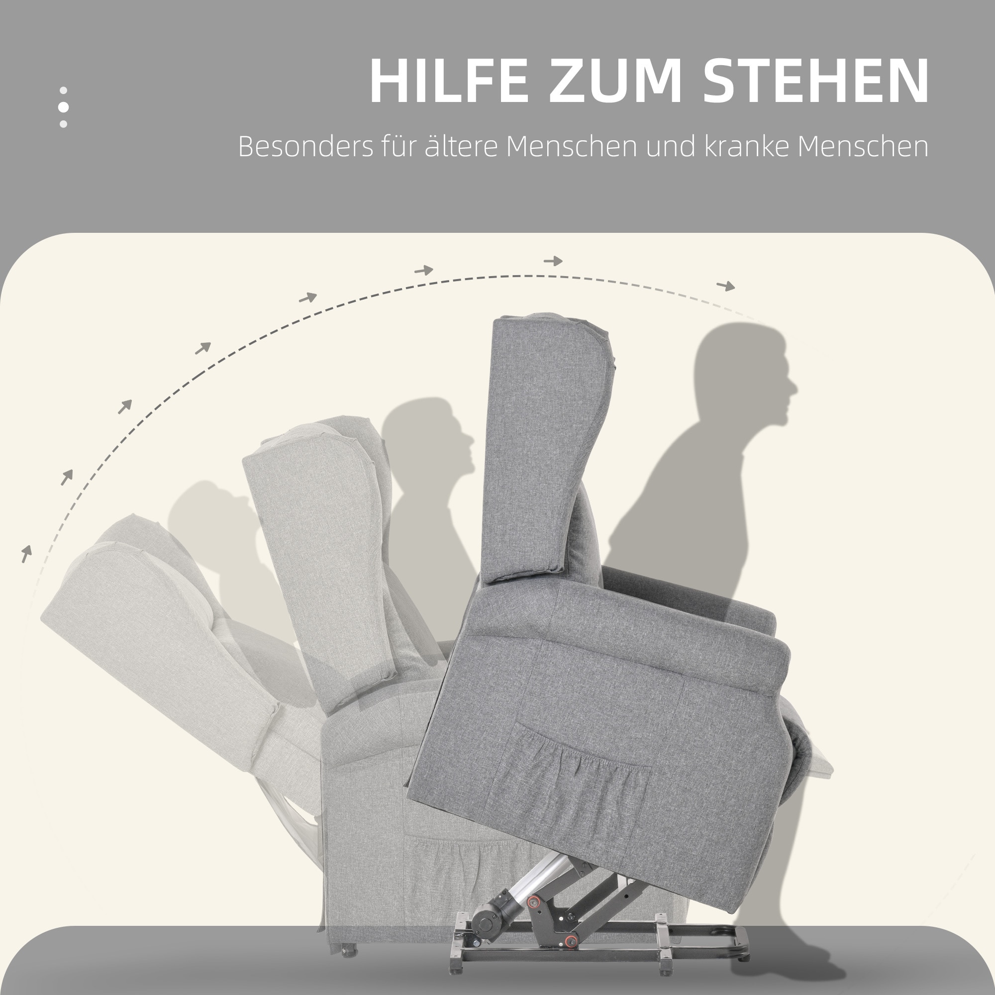 HOMCOM Fernsehsessel mit Aufstehhilfe 94 x 72,5 x 109 cm (LxBxH)