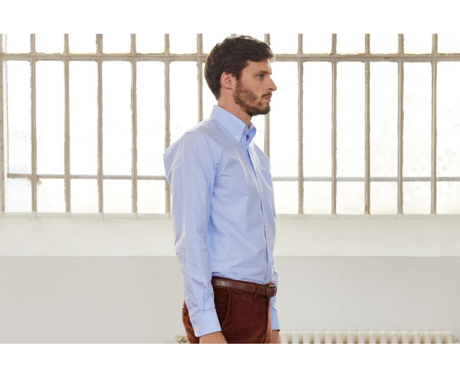 Chemise bleue Oxford à poche - Col américain - HAROLD