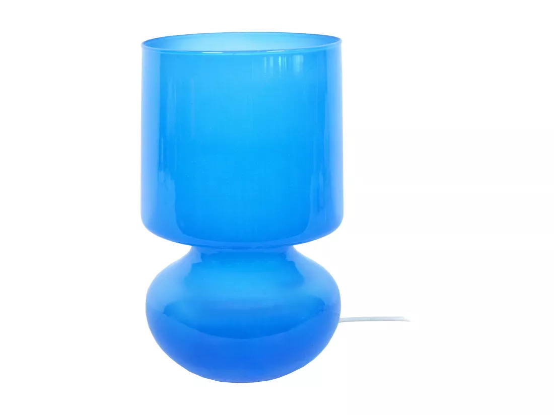 Lampe de chevet verre bleu 24 cm.