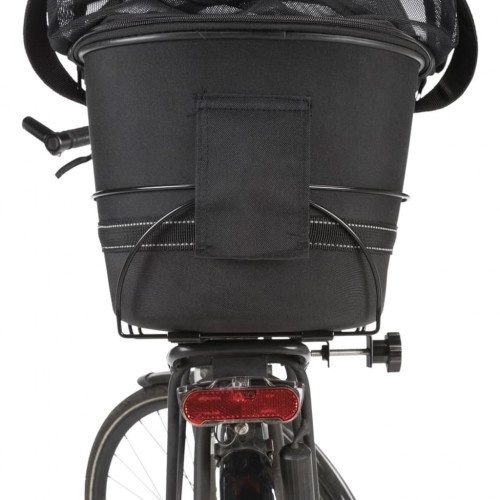 transportadora preta para animais de estimação em bicicletas