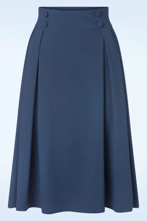 Vixen Dina Button Waist rok in blauw