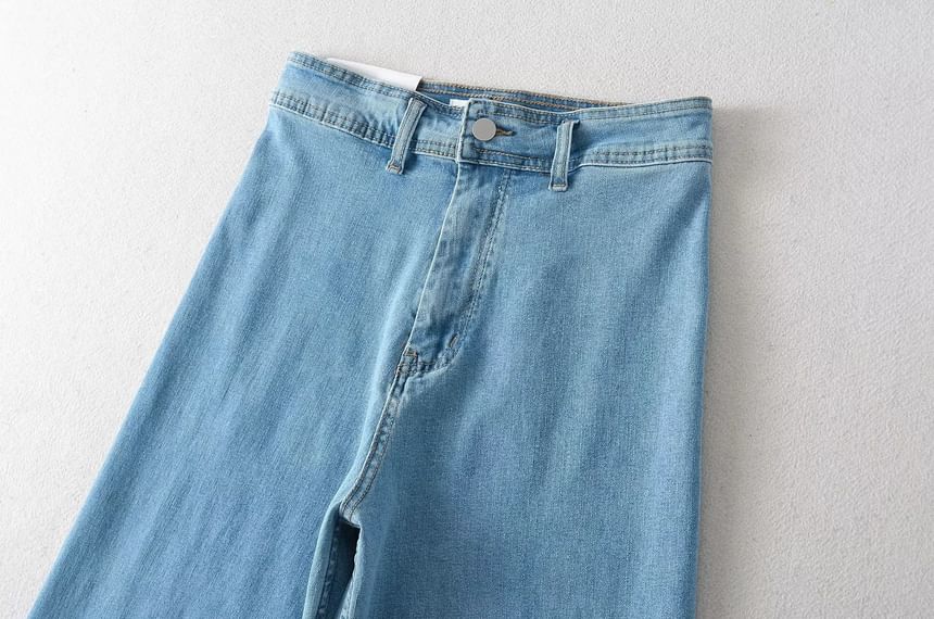 Avauntgardo - High Waist Washed Gerafelde Wijde Jeans