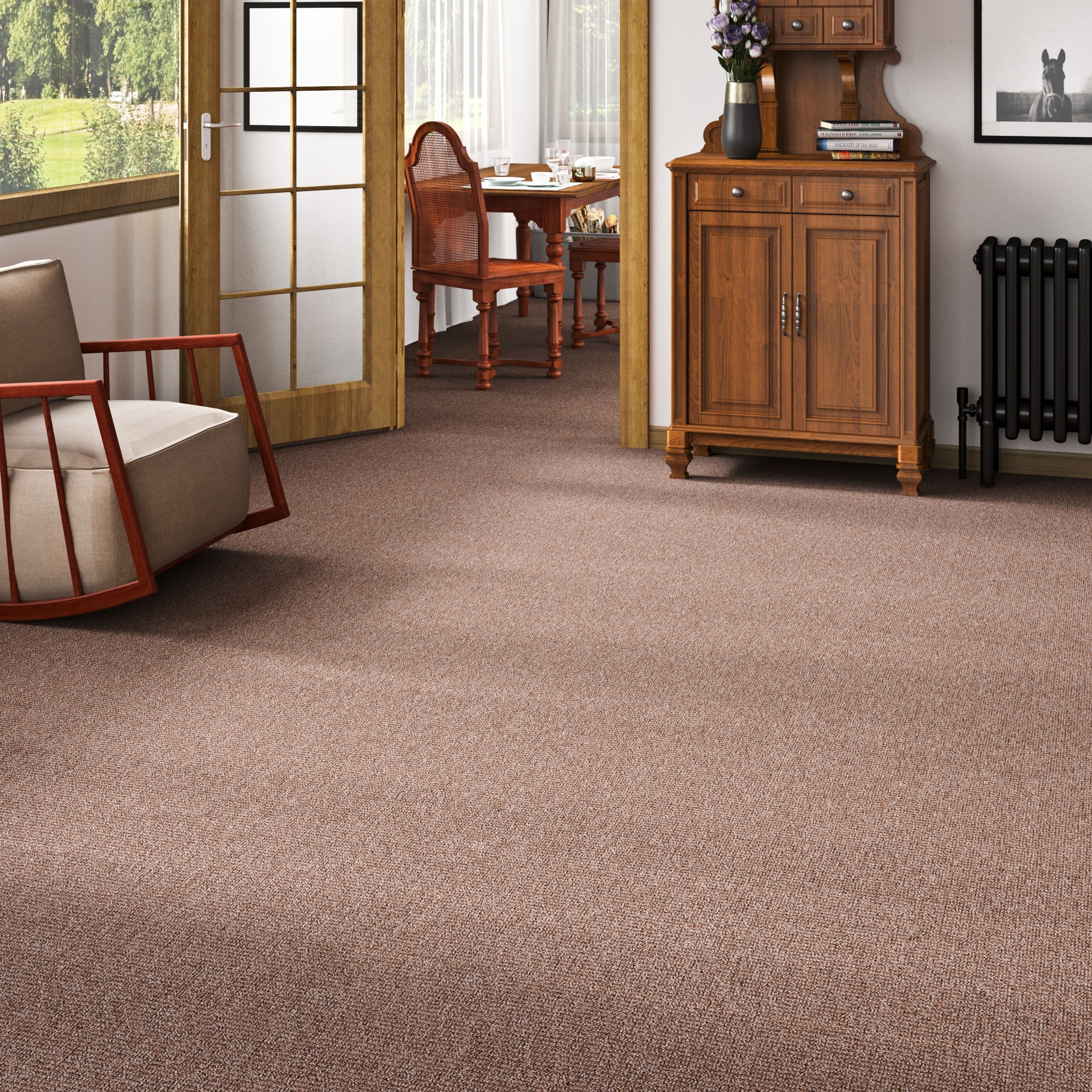 my home Teppichboden »Ruva, Schlinge« rechteckig 6 mm Höhe strukturierte Oberfläche, Breite 400 cm, strapazierfähig, Wohnzimmer