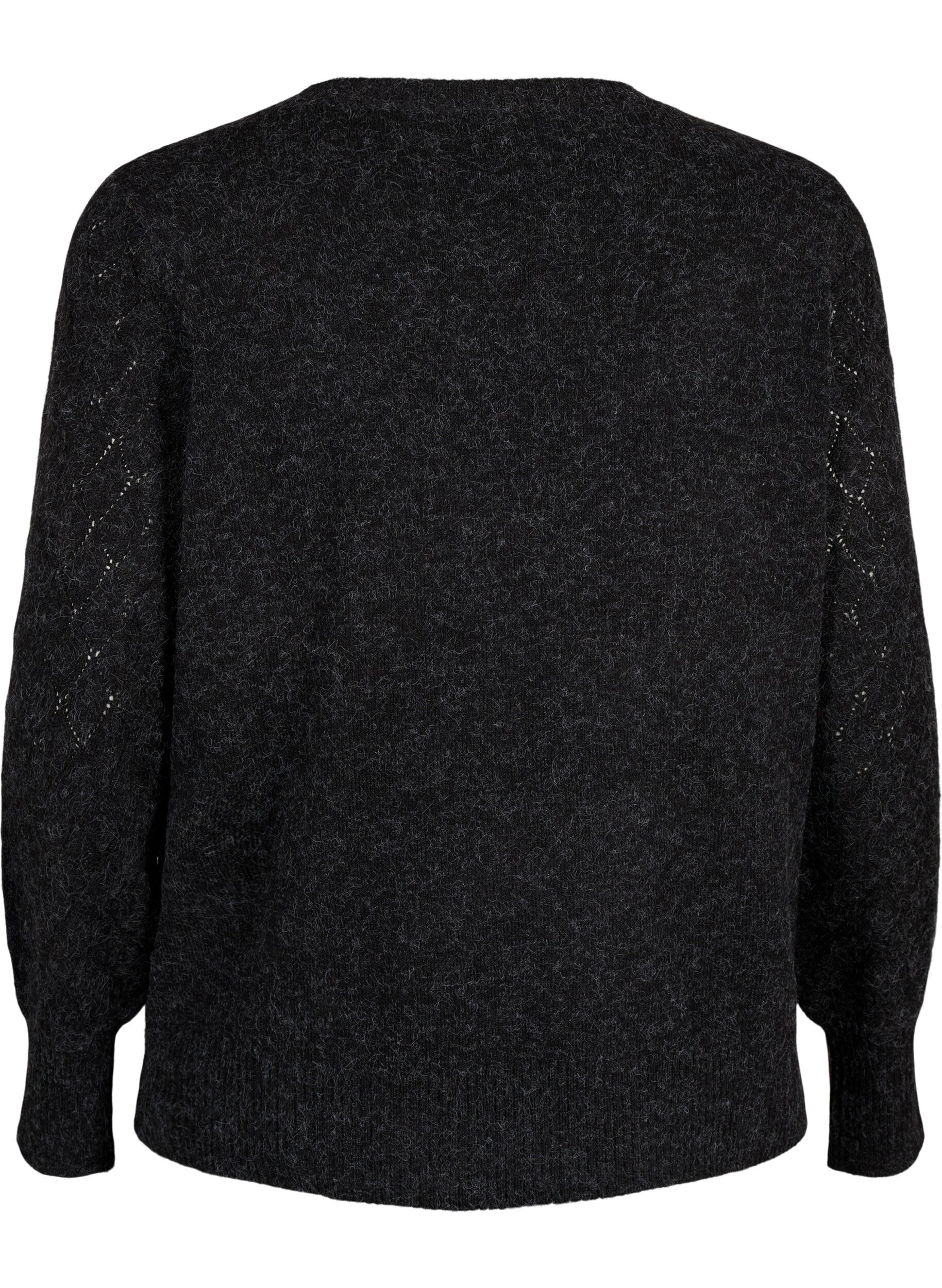 Strikbluse med hulmønster