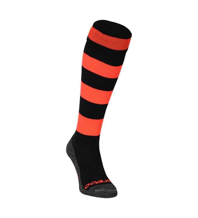 Brabo BC8530D Rugby Black/Neon Orange Hockeysokken