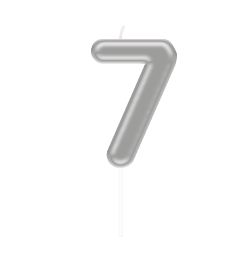 7 Jaar Kaars Zilver Glanzend 10,5cm