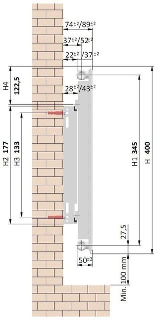 Plieger - Compact Paneelradiator - 40 cm x 40 cm - Wit - Vlak