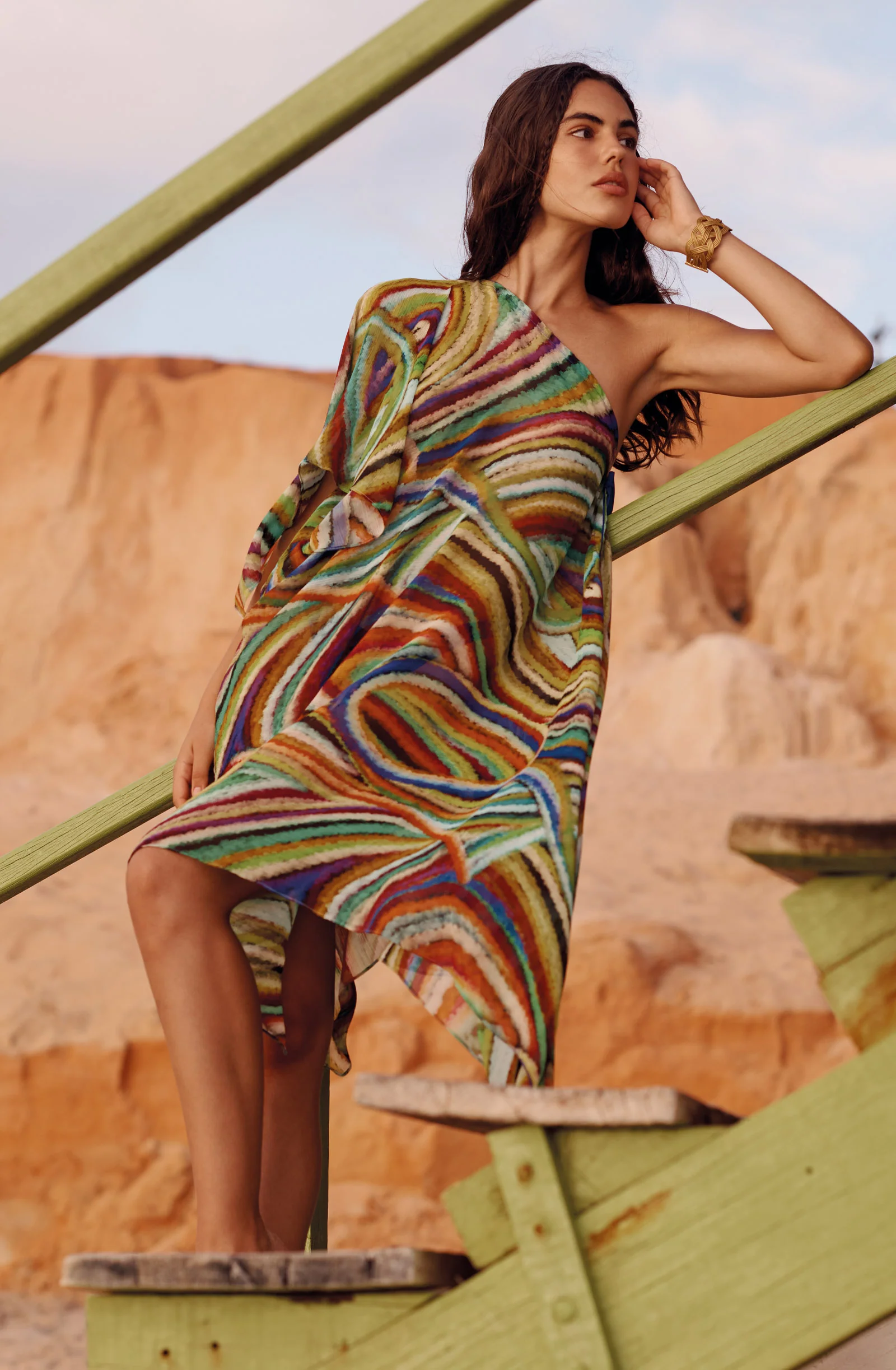 lizon Robe-poncho asymétrique imprimé MULTICOLORE Voile multicolore