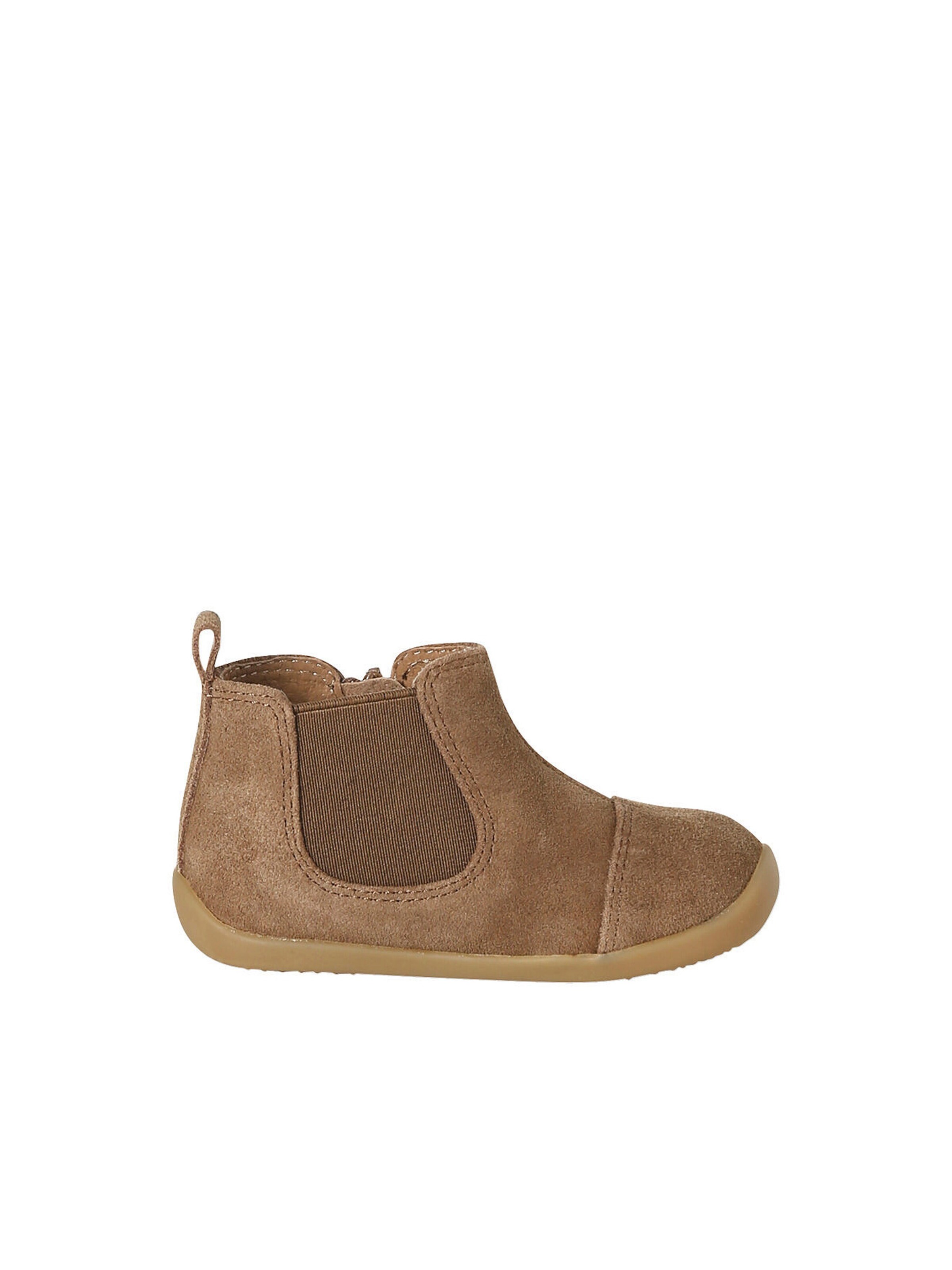 Vertbaudet Weiche Baby Leder-Boots mit Reißverschluss und Gummizug camel