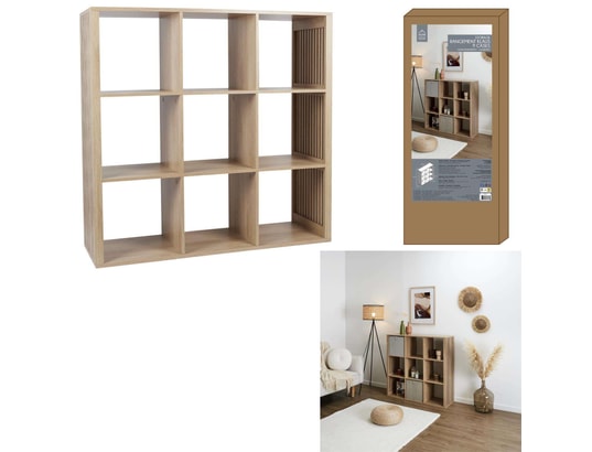 THE HOME DECO FACTORY - Etagère de rangement 9 cases saulk en bois - marron