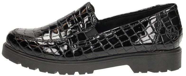 Rieker Mocassin zwart croco lak