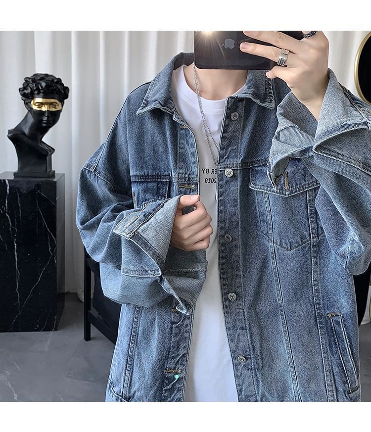 Adotuastic - Denim enkelrijsjas met zakdetail
