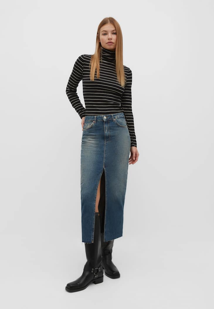 Saia longa e confortável em jeans