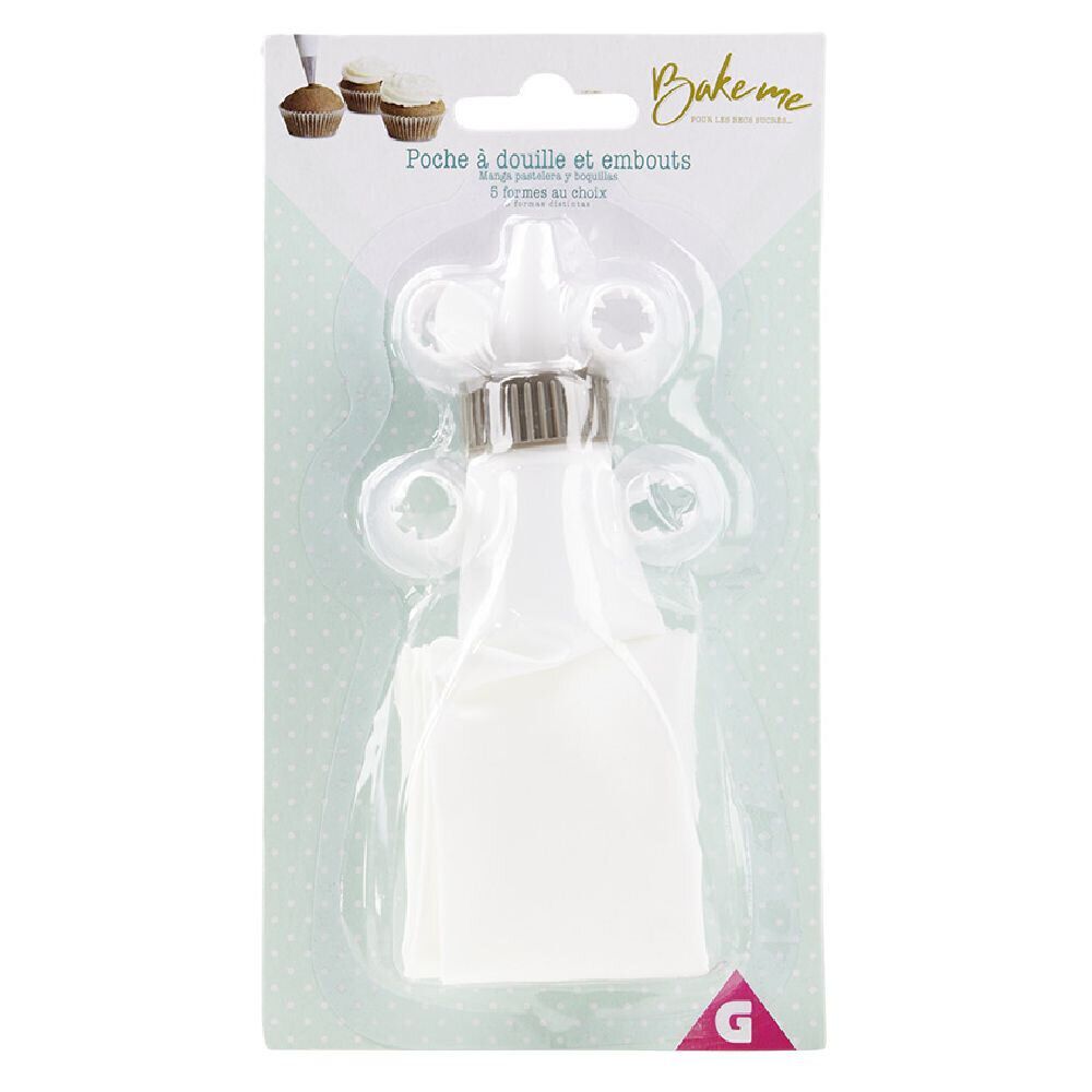 Poche à douille 5 embouts blanc et gris