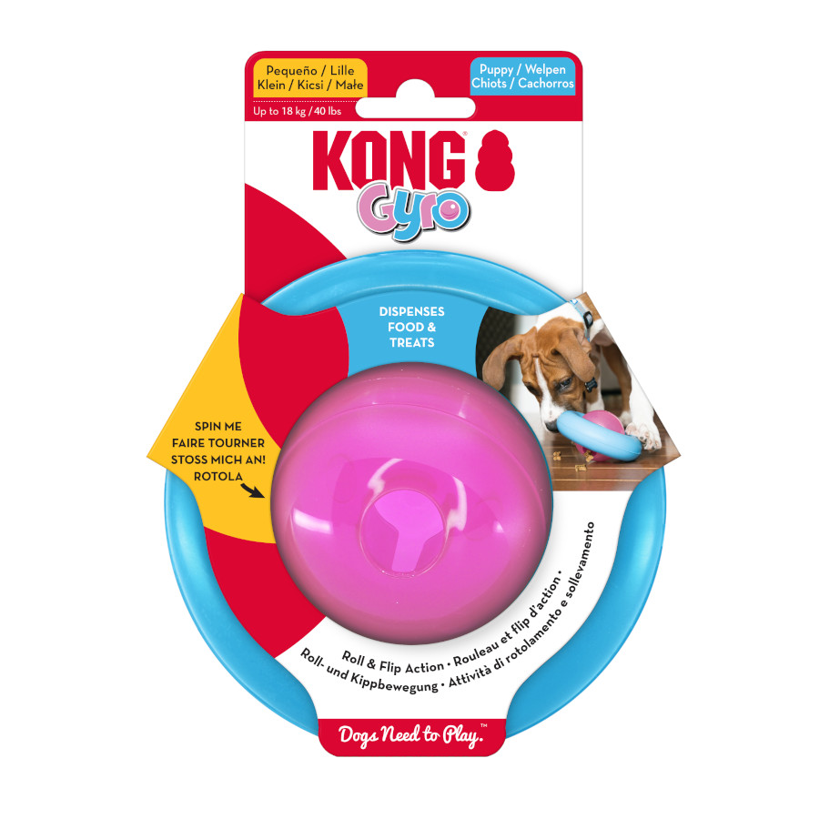 Kong Gyro Brinquedo Dispensador Interativo de Petiscos para Filhotes