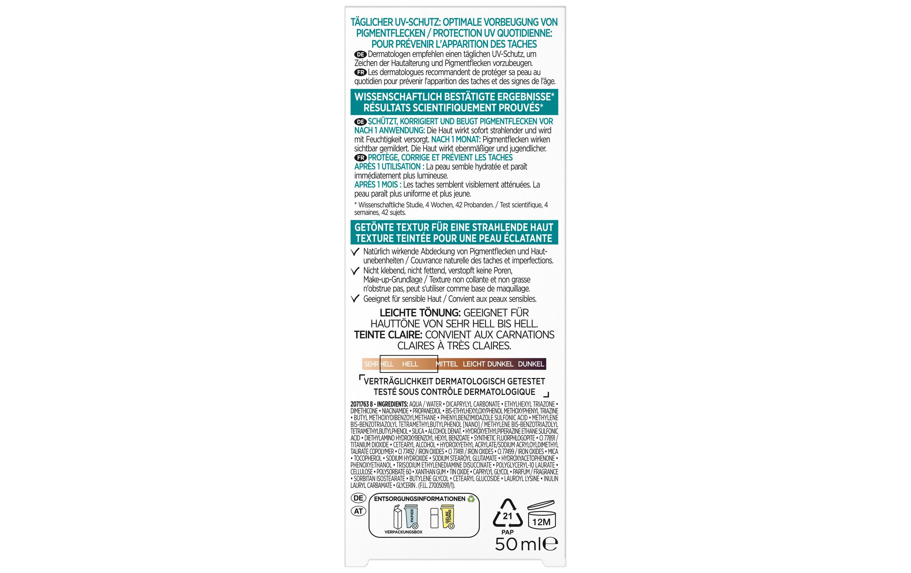 Gesichtsfluid Bright Reveal Tinted 50 mlGlow-Fluid schützt die Haut vor schädlicher UV-Strahlung
