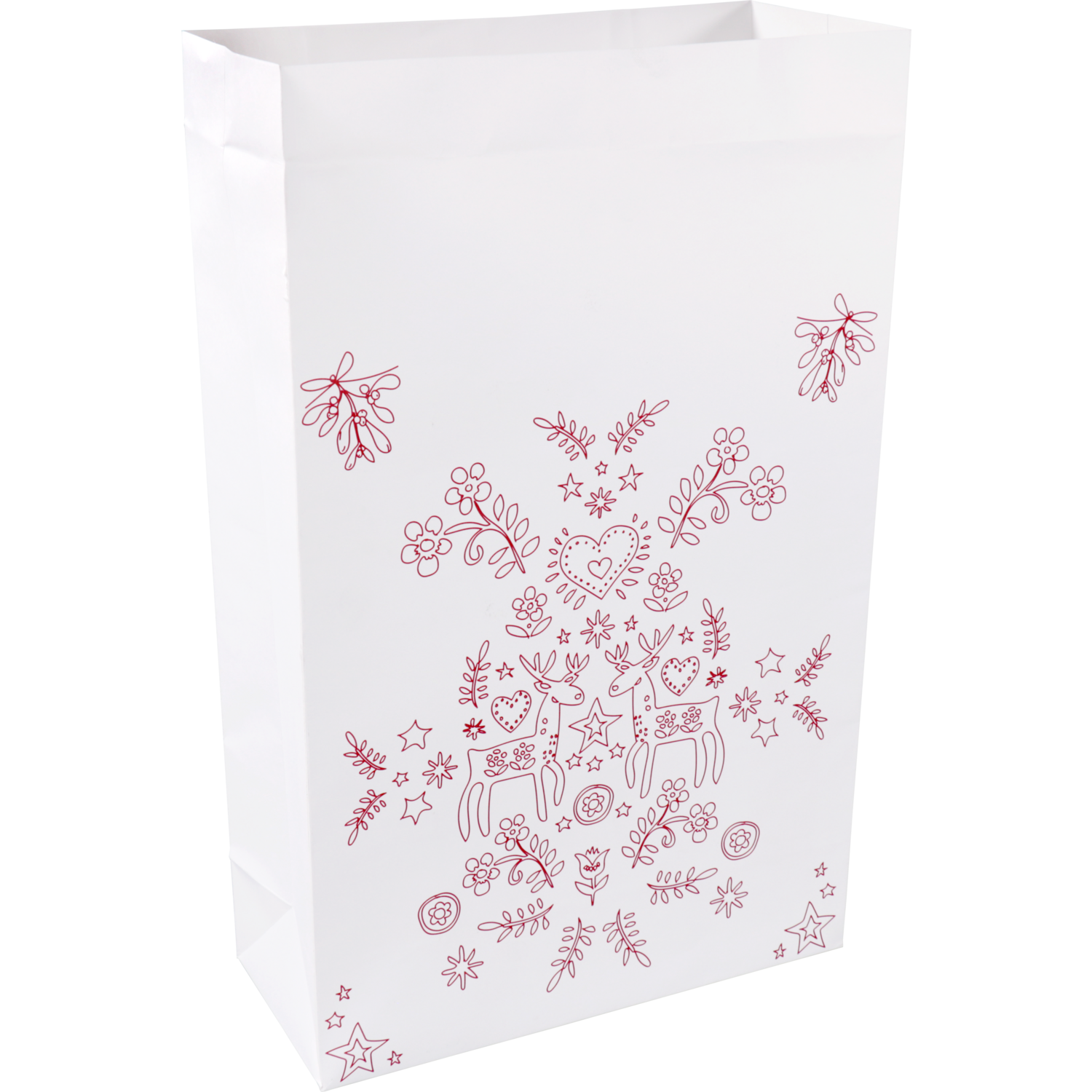 Zak, Cadeauzak, Papier, 28/ 12x45cm, Jolly deer, wit/rood