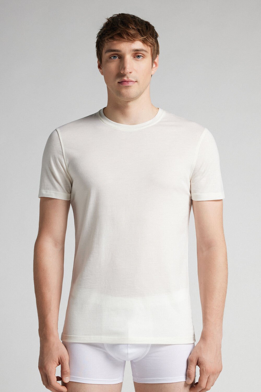 Camiseta de manga curta em lã merino elástica